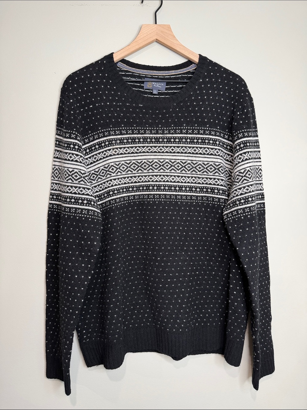 Wallin & Bros Sweater Fair Isle Men's Sweater 100% Lambswool XL